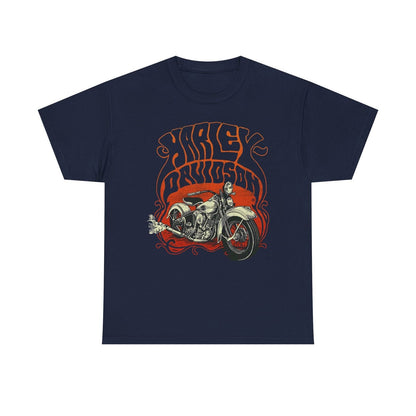 Ride the Dream: Bold Harley-Davidson Motorcycle T-Shirt with Psychedelic Flair