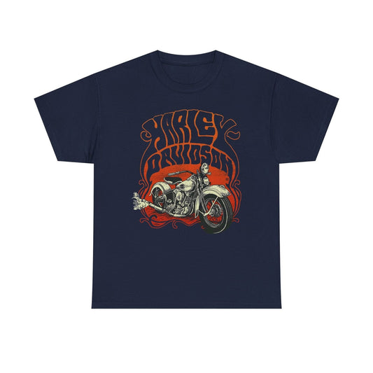 Ride the Dream: Bold Harley-Davidson Motorcycle T-Shirt with Psychedelic Flair