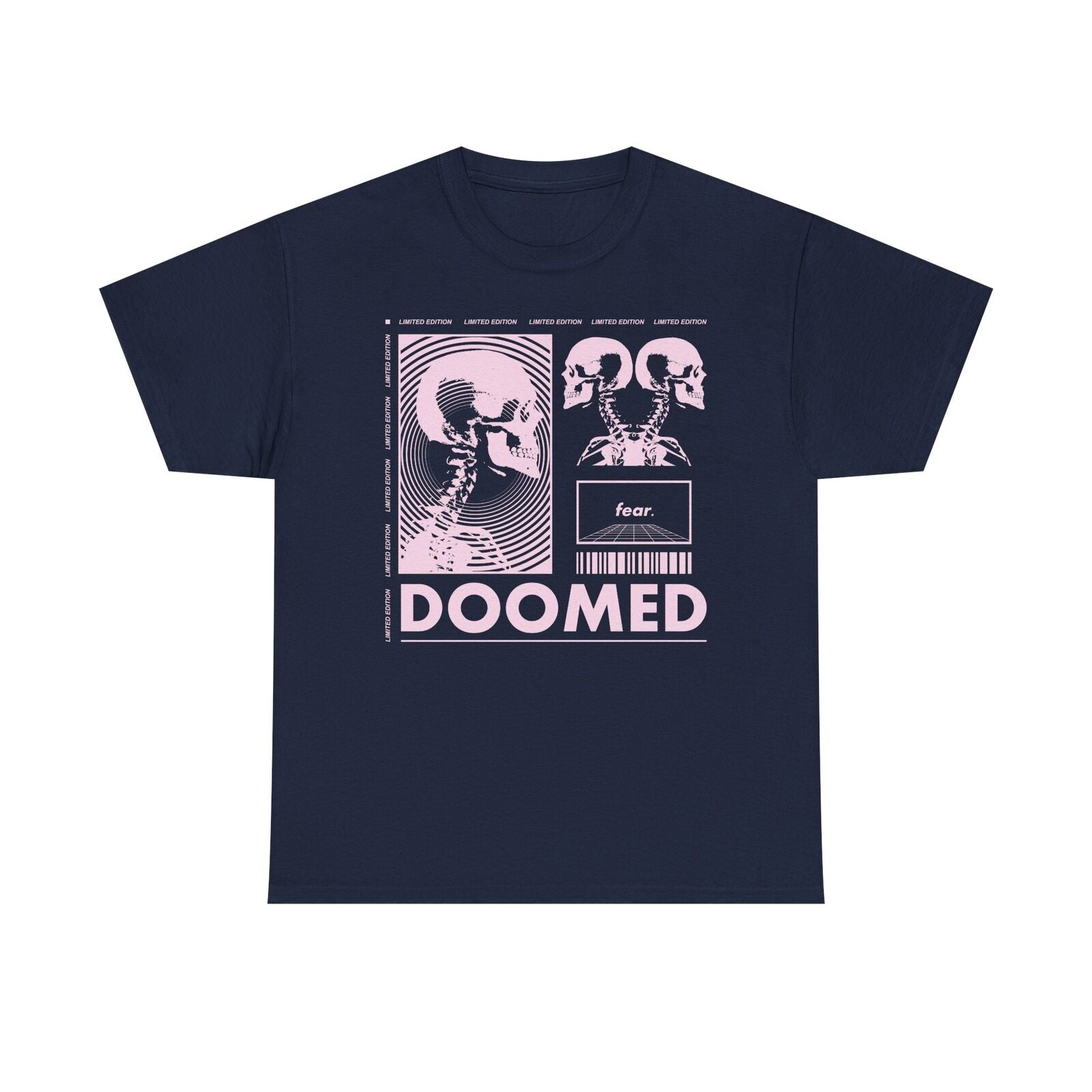 Mens Graphic T-Shirt "DOOMED" with Bold Skulls Limited Edition Unique Design Art