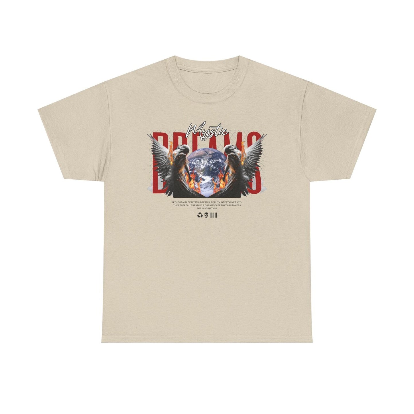Men's T-Shirt with Mystic Dreams Dual Angels, Globe, Graffiti Art, Unique Style