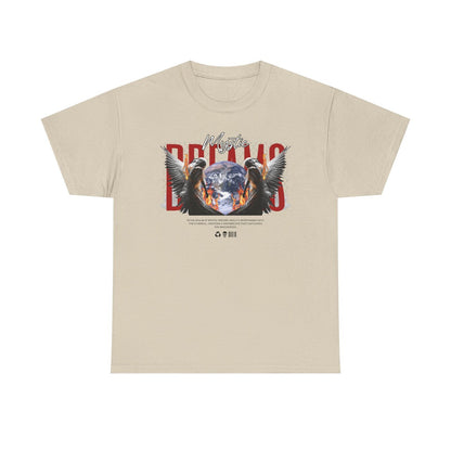 Men's T-Shirt with Mystic Dreams Dual Angels, Globe, Graffiti Art, Unique Style