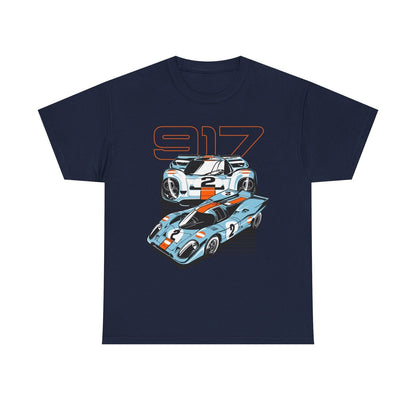 Speed Meets Style: Vintage Porsche 917 Race Car Graphic T-Shirt Design