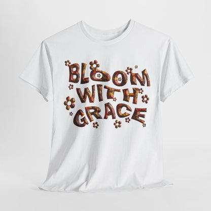 Bloom with Grace T-Shirt: Vibrant 3D Textured Design in Autumn Colors & Flowers