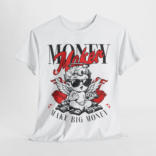 Cool Cherubic Angel Men's T-Shirt: Cartoon Style Money Maker Graphic Design Wear