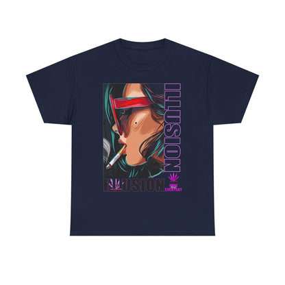 Vibrant Men's T-Shirt with Bold "ILLUSION," Stylish Art, Smoky Aesthetic Design