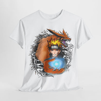 Men's Naruto Uzumaki T-Shirt: Vibrant Anime Art with Chakra Sphere & Fox Design
