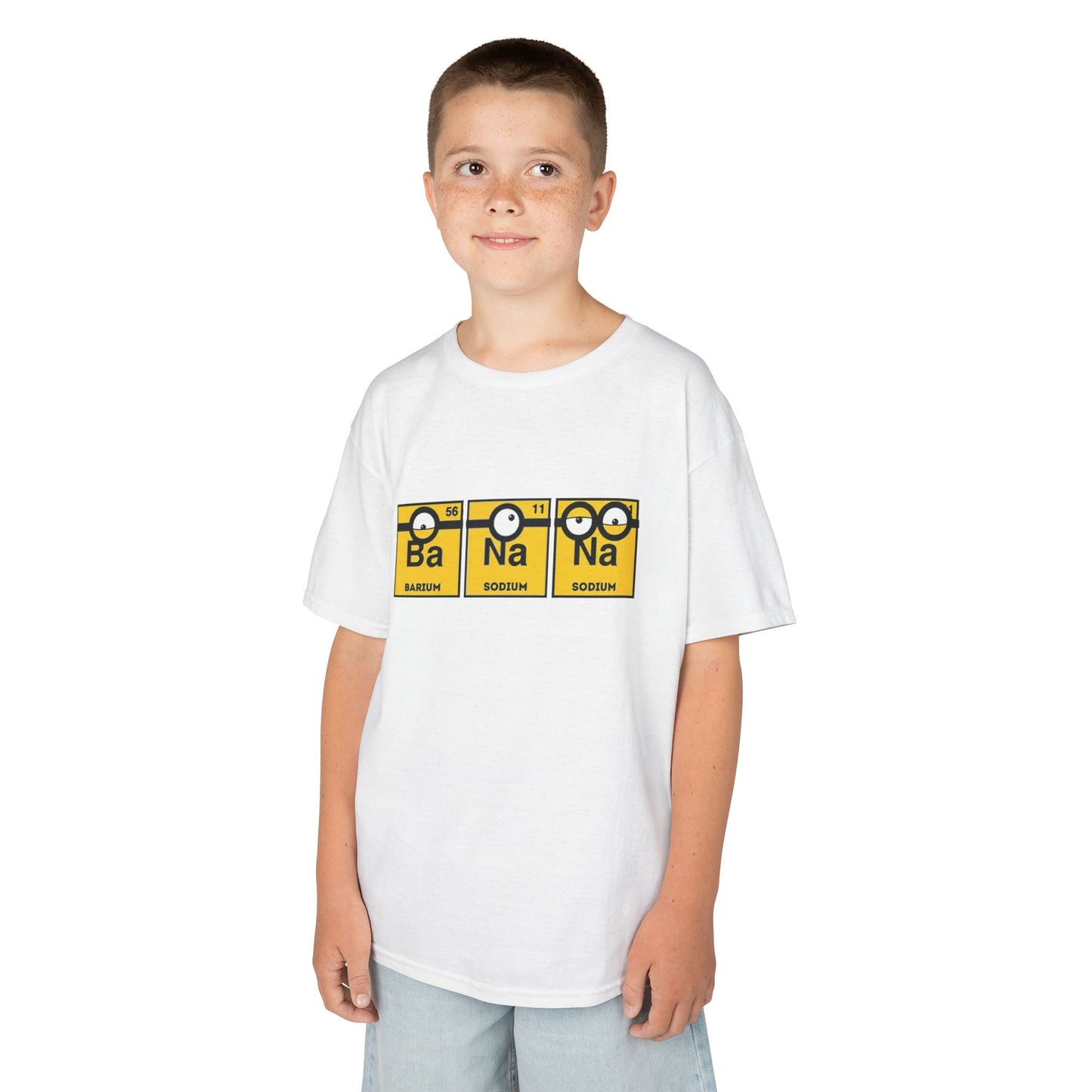 Minions Kids T-Shirt Banana Yellow Periodic Table Elements Tee Childs Boys Girls