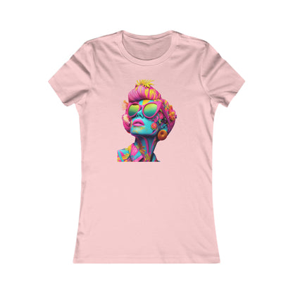Vibrant Vixen Heart Sexy Women's Graphic Cotton Funny T Shirt featuring a colourful, artistic design of a stylish woman with oversized sunglasses and floral accents, perfect for expressing individuality and creativity.