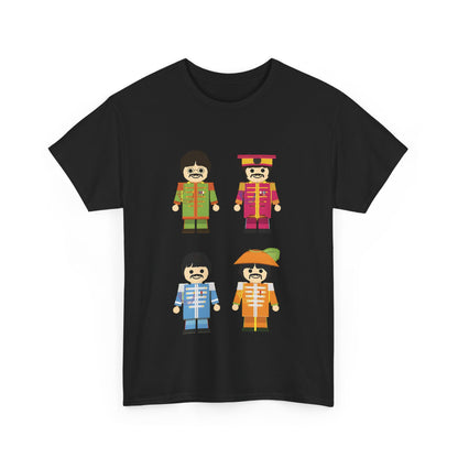 The Toy Beatles Graphic T-Shirt Urban Unisex Cotton Tee showcasing a vibrant graphic with all four legendary band members in playful cartoon styles, capturing a nostalgic legacy.