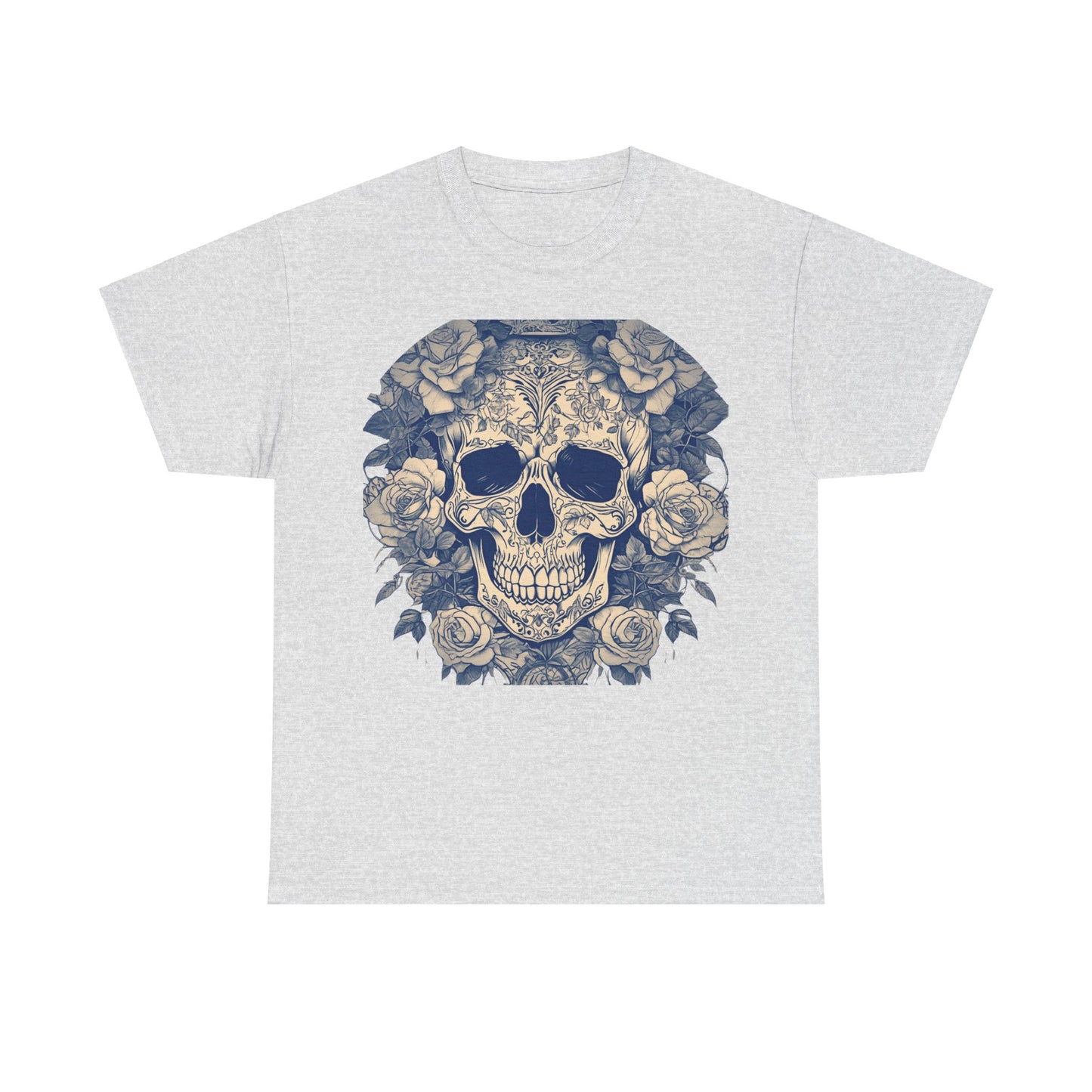 Skulls and Roses Cotton Tee, Unisex Graphic Shirt, 7 color choice