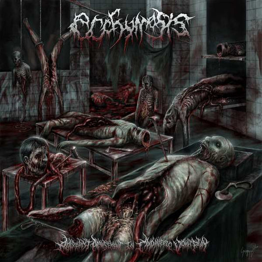 Ecchymosis Aberrant Amusement in Cadaveric Vomitplay Vinyl album cover by Rancid Offal Records, featuring dark and intricate artwork embodying the essence of death metal.