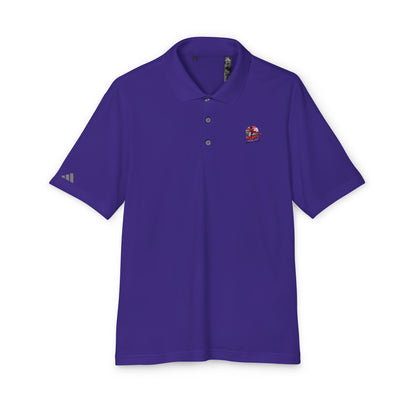 Adidas Unisex Performance Polo Shirt in elegant purple, crafted from eco-friendly 100% recycled polyester with UPF 50+ sun protection, showcasing superior style and comfort.