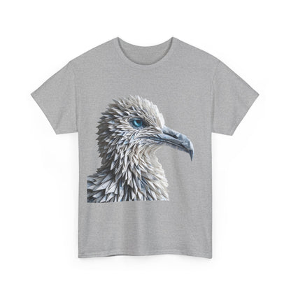 Front view of Sculpted Elegance Unisex Cotton Tee adorned with an intricate origami bird design, showcasing exquisite craftsmanship.