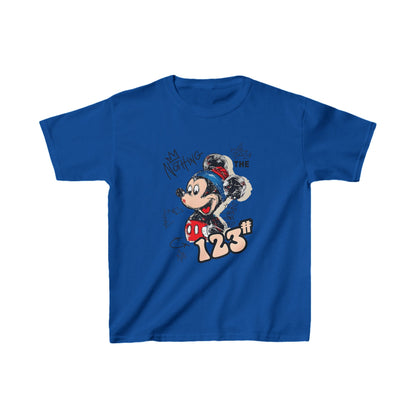 Luxury Unisex Kids Mickey Mouse Cotton T-Shirt Tee in rich blue displaying an exquisite Mickey Mouse illustration, designed for stylish kids.
