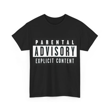 Luxury Parental Advisory Warning Graphic T-Shirt featuring bold black and white design, ideal for urban unisex style.