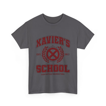 Xavier's School for Gifted Youngsters X-Men Logo Graphic Unisex Tee Shirt - front view displaying intricate logo details and soft cotton material.