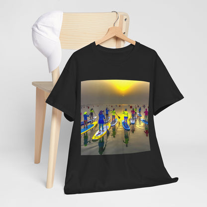 Lifestyle representation of the Delightful Paddle Boarding Scene T-Shirt from Dazzling Dreams Studio, embodying adventure and a love for nature.