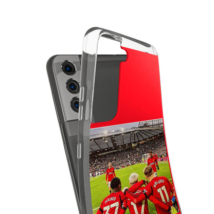 Stylish Manchester United Mainoo Garnach Hojlund Soft Phone Case showcasing vibrant team colours and iconic player imagery on a premium device.