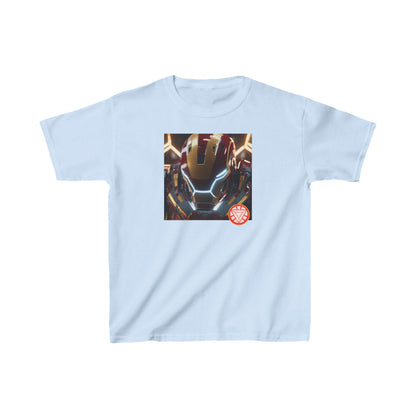 Kids Iron Man Heavy Duty Tee in light blue featuring a captivating graphic of Iron Man's helmet, elevating the style of young superhero enthusiasts.