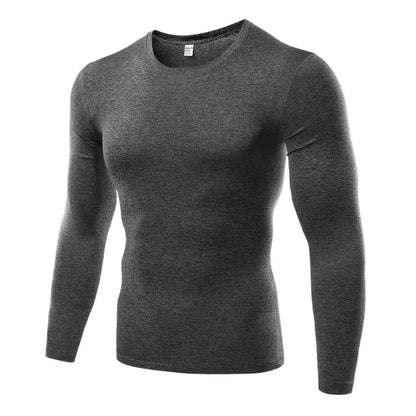 Men's premium athletic compression top in sophisticated charcoal, tailored for both performance and style.