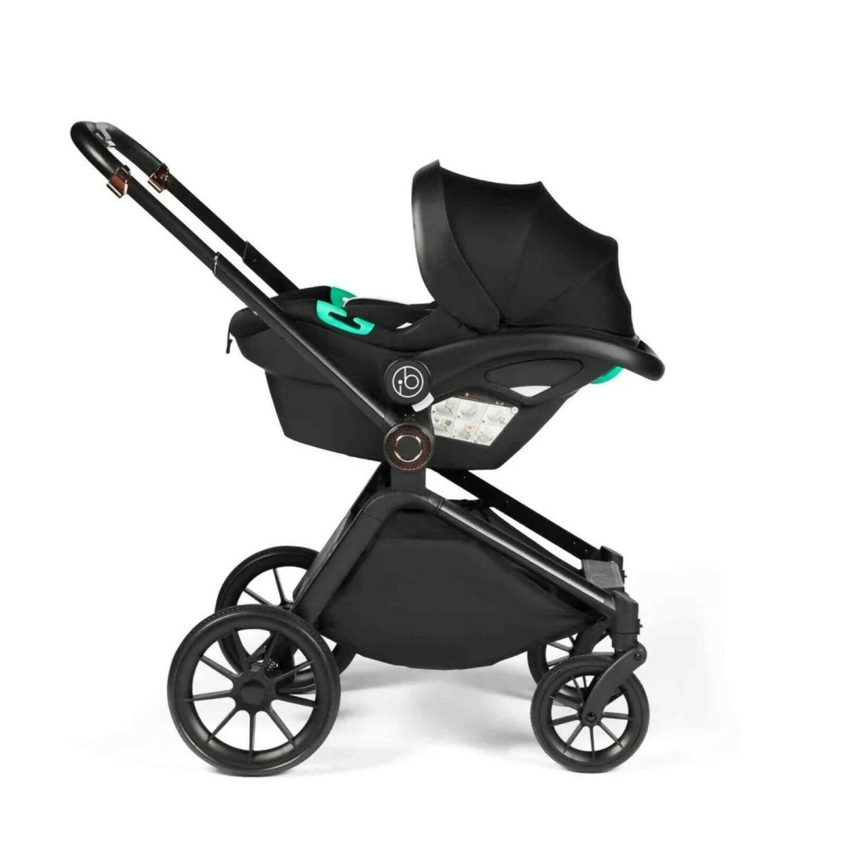 Ickle Bubba Altima Travel System with i-Size Stratus Car Seat & ISOFIX Base 12 pcs - Black