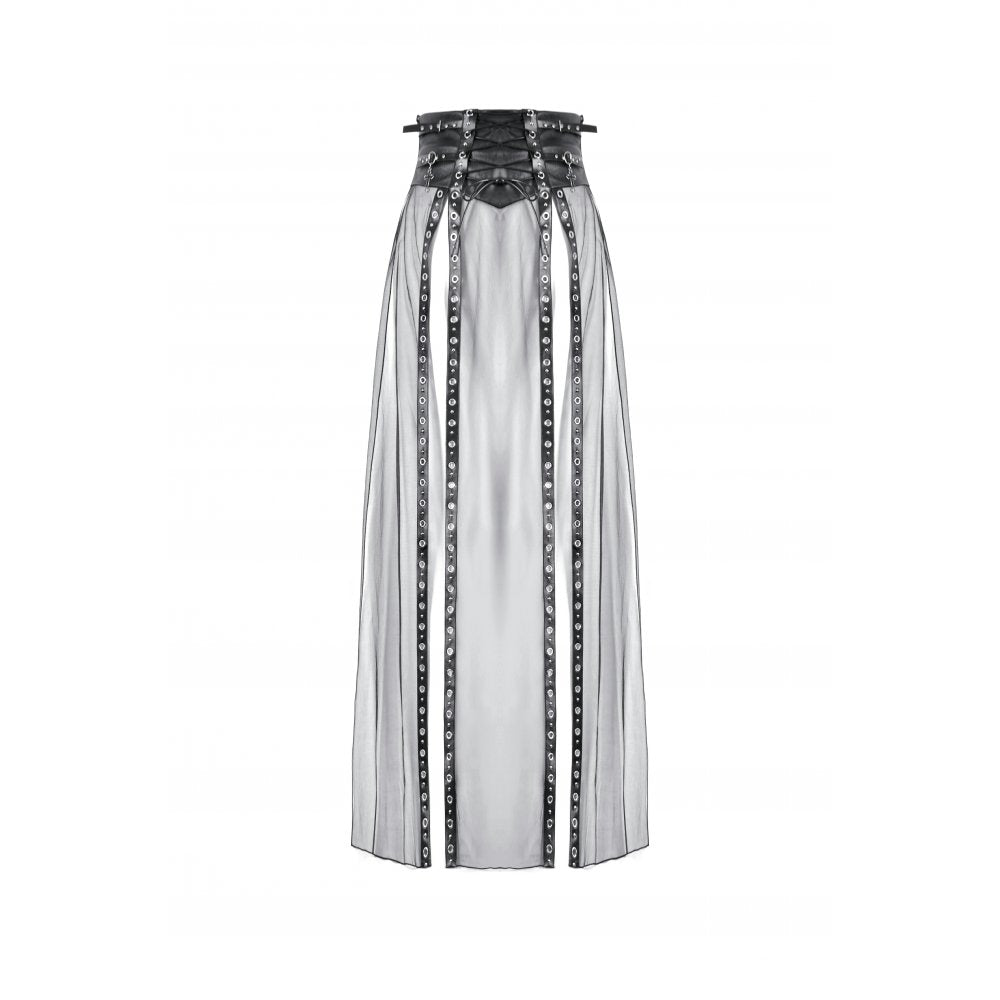 Elegant layering of the sheer mesh panels in the Dark in Love gothic skirt, creating a dramatic aesthetic perfect for night events.