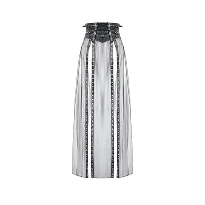 Elegant layering of the sheer mesh panels in the Dark in Love gothic skirt, creating a dramatic aesthetic perfect for night events.
