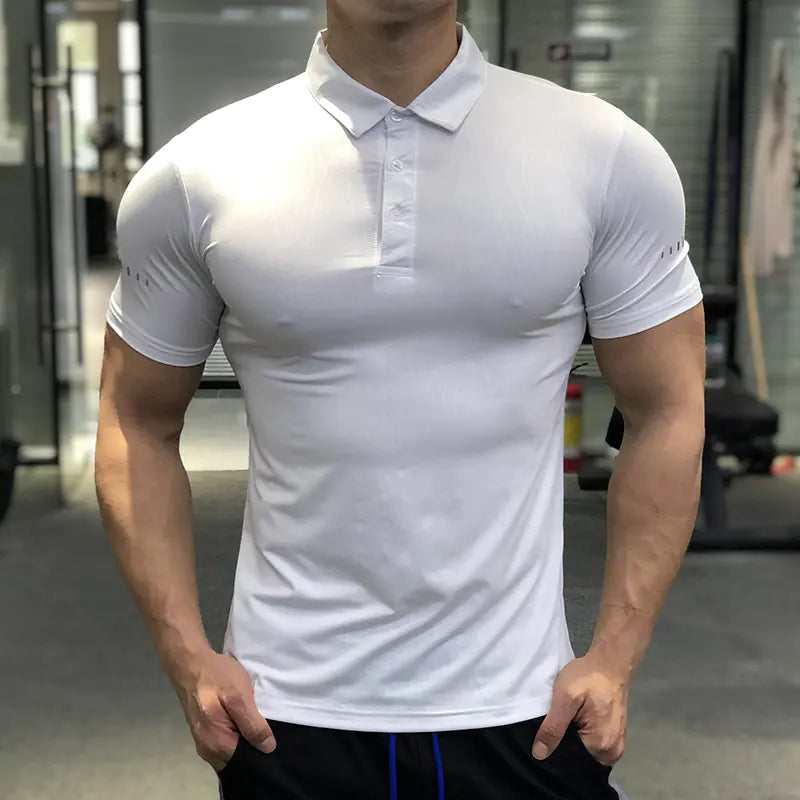Men's Luxury Breathable Compression Shirt in crisp white, designed for high-performance workouts and casual athletic wear.