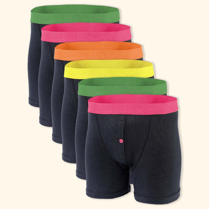 6 pack classic menswear black cotton blend boxer shorts b...
