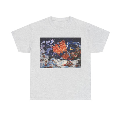 Discworld Hogfather Unisex Graphic Tee Shirt displayed in a light grey colour, featuring intricate cover art for a sophisticated yet playful look.