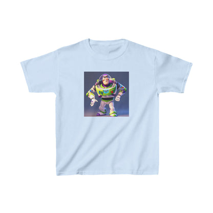 Kids Buzz Lightyear Heavy Cotton Tee in light blue, adorned with a captivating Buzz Lightyear print, designed for comfort and style.
