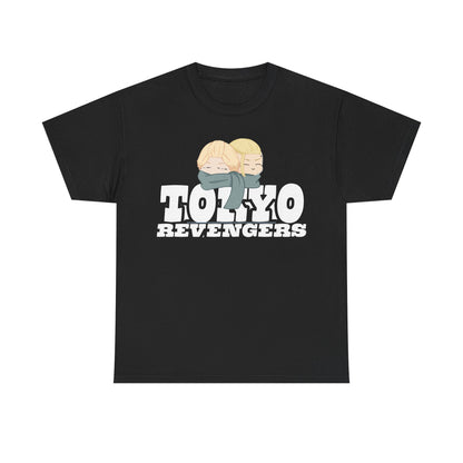 Sleek Tokyo Revengers t-shirt in black, showcasing two anime figures in a charming pose, a must-have for any discerning anime enthusiast.