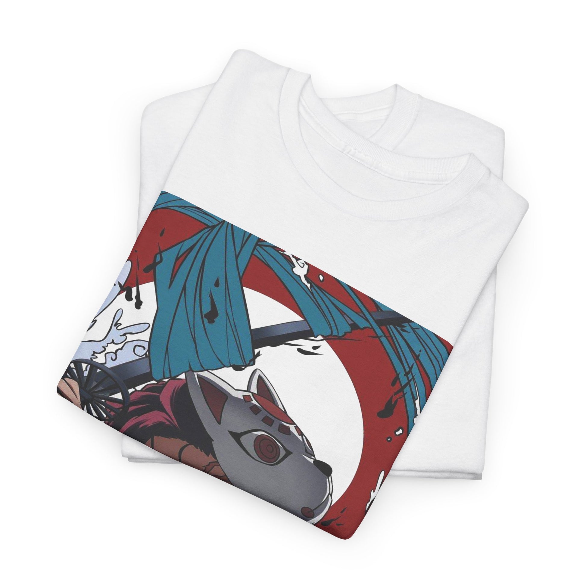 Luxury white t-shirt featuring a vibrant demon-themed design inspired by the popular anime, showcasing intricate artwork and dynamic colours, perfect for anime enthusiasts.