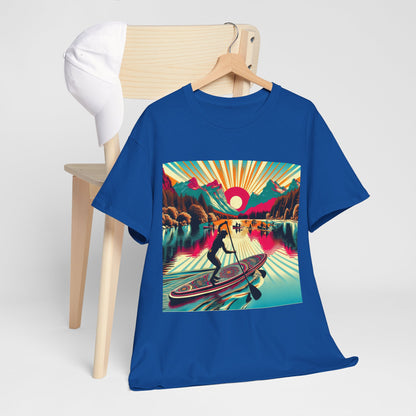 Eye-catching Paddle Board T-Shirt by Dazzling Dreams Studio, representing a lifestyle of nature and adventure for paddleboard lovers.
