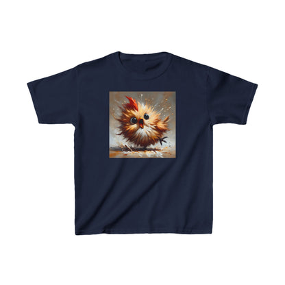 Luxury Child's Unisex Cartoon Bird Graphic Cotton Tee in navy blue, featuring a whimsical cartoon bird design, perfect for stylish young gamers.
