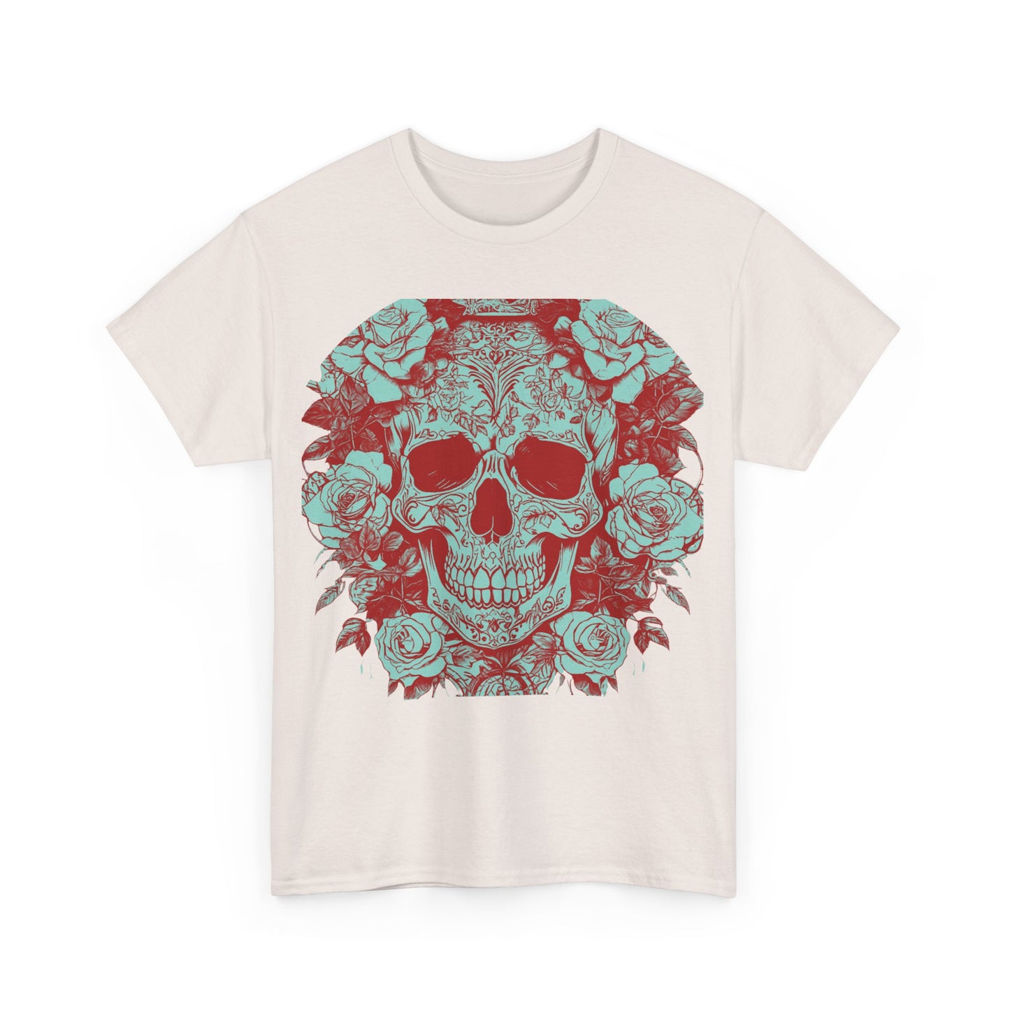 Skulls and Roses Cotton Tee, Unisex Graphic Shirt, 7 color choice