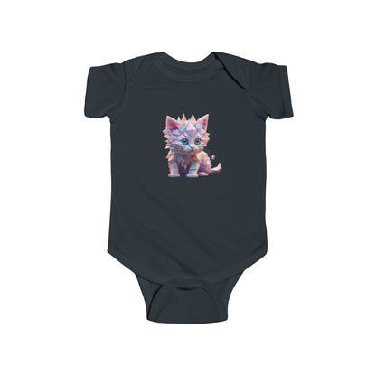 Luxury Kitten Bodysuit featuring a geometric design of a cute kitten. Available in five colours, this premium baby romper is ideal for infants, combining charm and comfort for stylish everyday wear.