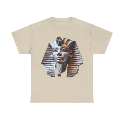 Pharaoh’s Gaze Unisex Graphic Tee, luxurious cotton t-shirt featuring an artistic Egyptian design with a stylized pharaoh's head.