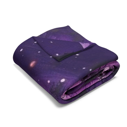 Decorative and Warm Halloween Spooky Arctic Fleece Blanket, elegantly folded showcasing a luxurious purple and mystical design, perfect for adding a festive touch to your living space.