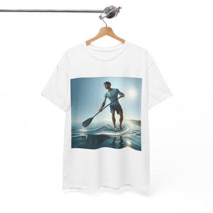 Stylish Delightfull Paddle Board Adventure T-Shirt by Dazzling Dreams Studio, ideal for pairing with swimwear or casual outfits for water sports lovers.