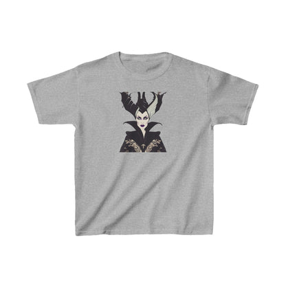 Maleficent Kids Tee in grey, designed with a captivating image of Maleficent, made from premium cotton for a chic and comfortable children's tee.