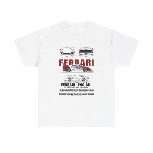 T-Shirt Ferrari F40 Marlboro Graphic Design Tee. Unisex Car Enthusiast Top Mens