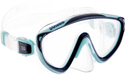 CRESSI Tinetto Rocks Dry Set Blue Navy/Ice Cyan L/XL - Kids Snorkeling Set Short Adjustable Fins, Silicone Mask, and Dry Snorkel, Blue Navy/Ice Cyan,