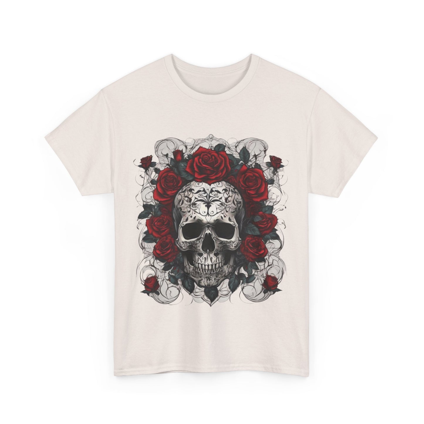 Skulls and Roses Cotton Tee, Unisex Graphic Shirt,