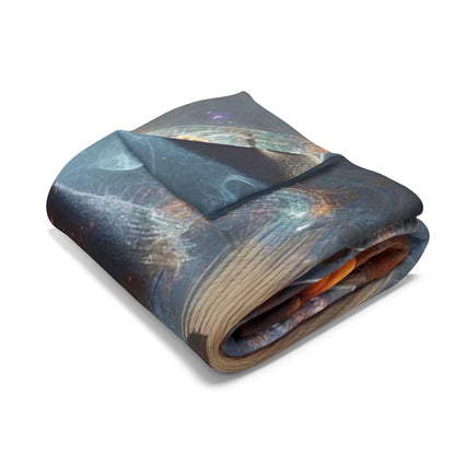 Sophisticated Decorative and Warm Halloween Spooky Arctic Fleece Blanket beautifully rolled up, revealing exquisite Halloween-themed designs perfect for seasonal decor.