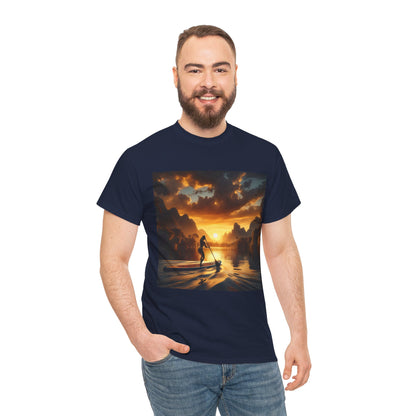The stunning paddleboarding scene on the Luxury Paddle Boarding T-Shirt by Dazzling Dreams Studio, capturing the essence of outdoor adventure.