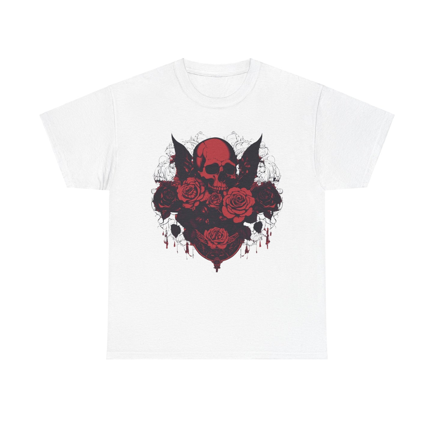 Skulls and Roses Cotton Tee, Unisex Graphic Shirt, 7 color choice