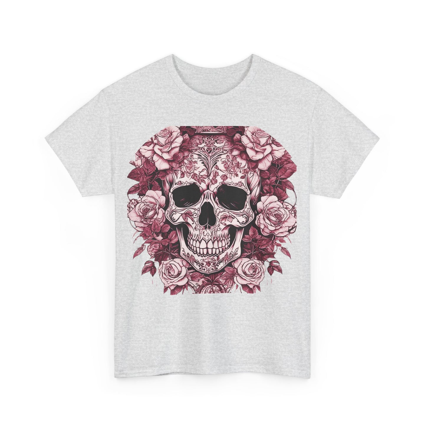 Skulls and Roses Cotton Tee, Unisex Graphic Shirt, 7 color choice