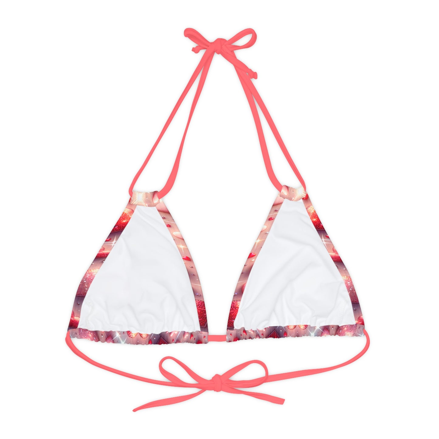 Glittering hearts   Strappy Triangle Bikini Top