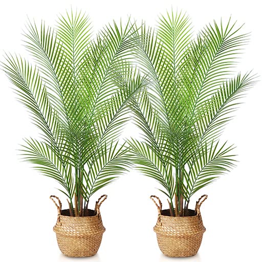 Kazeila Fake Plants 110cm Artificial Plant Indoor in Seagrass Plant Pot for Home Decoration(2Pack)